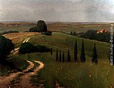 Jacob Collins Canvas Paintings - Trequanda Hillside